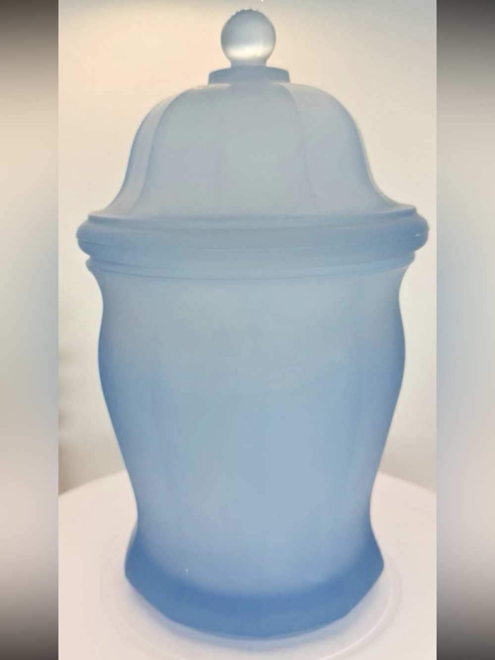 Blue Frosted Decorative Jar with Lid - Home Accents Indiana Glass